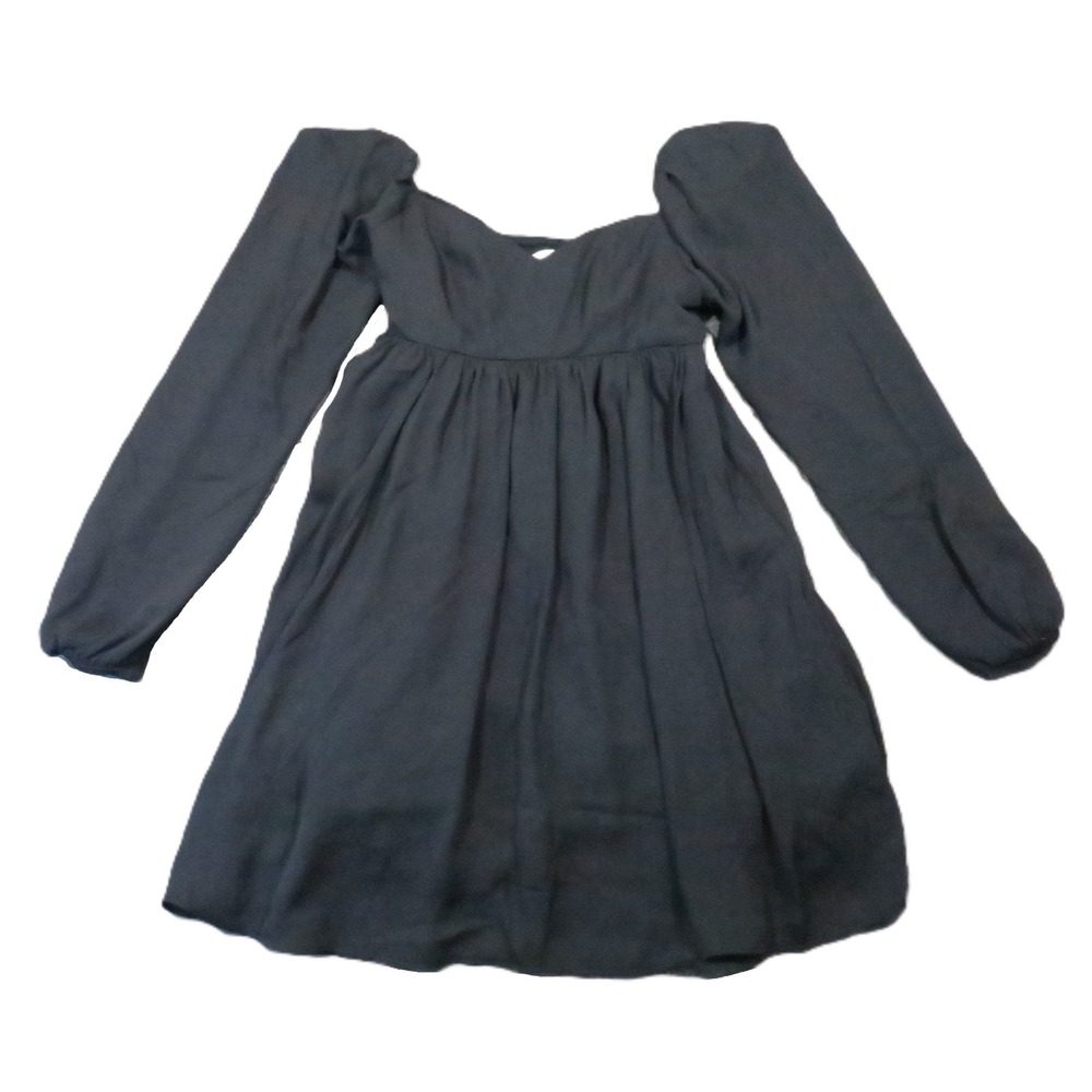 Abercrombie & Fitch Babydoll Mini Dress XS Black Long Sleeve Smocked Whimsigoth